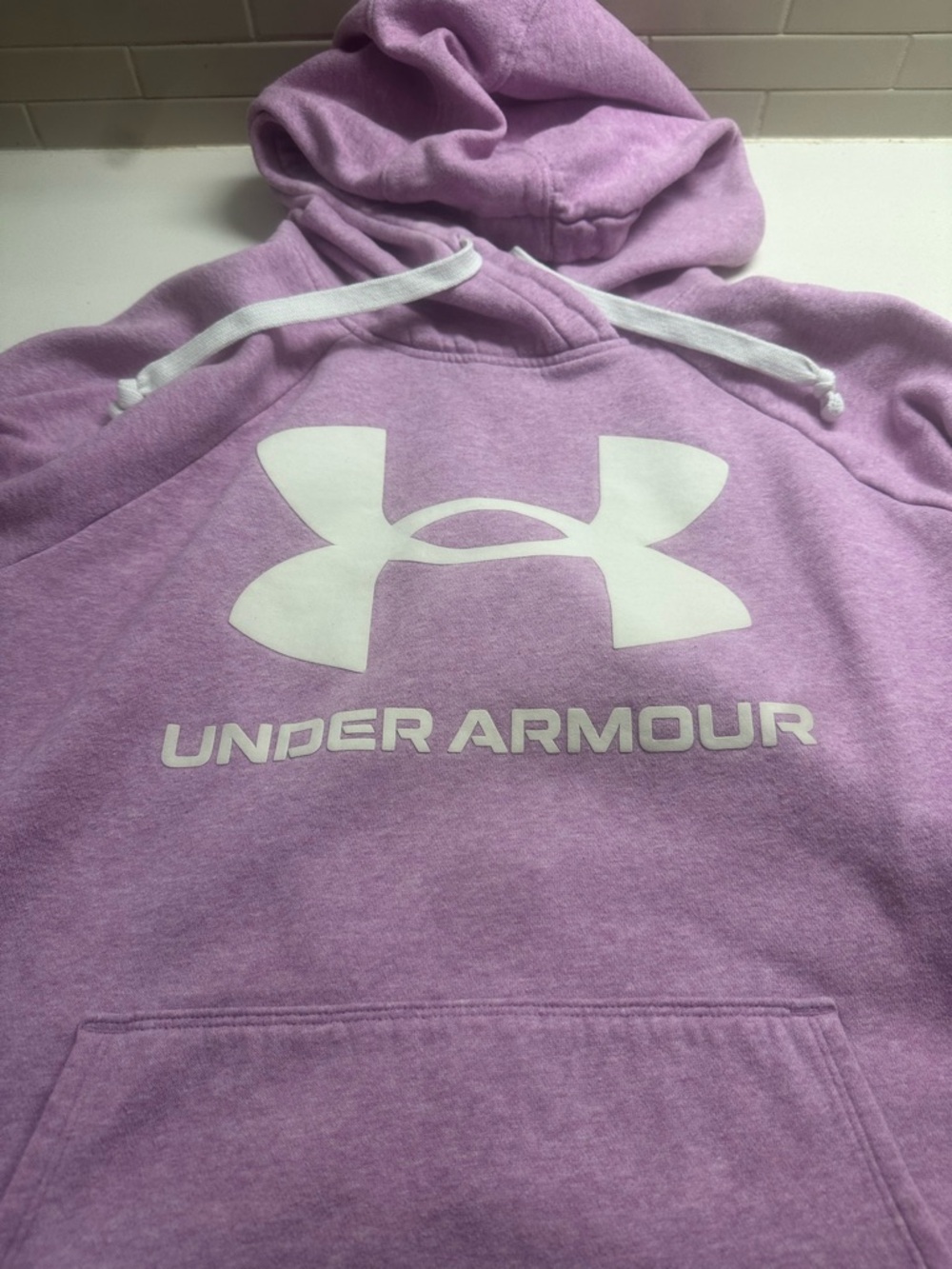 LG Pink and White Pullover Hoodie with Black Logo